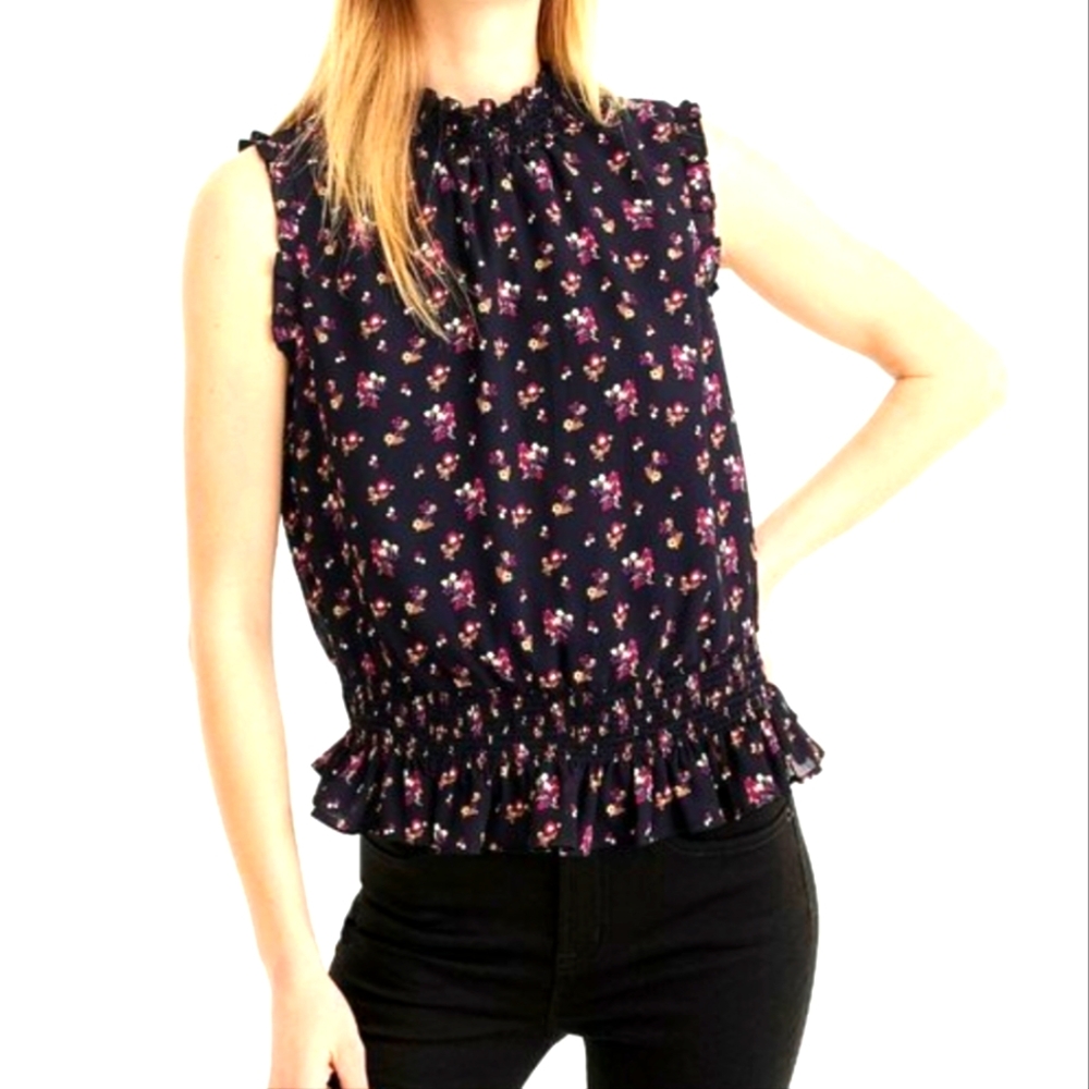 J.Crew Floral Ruffle Sleeveless Top